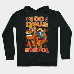 100 Days of school featuring a T-rex dino with bacpack #2 Hoodie